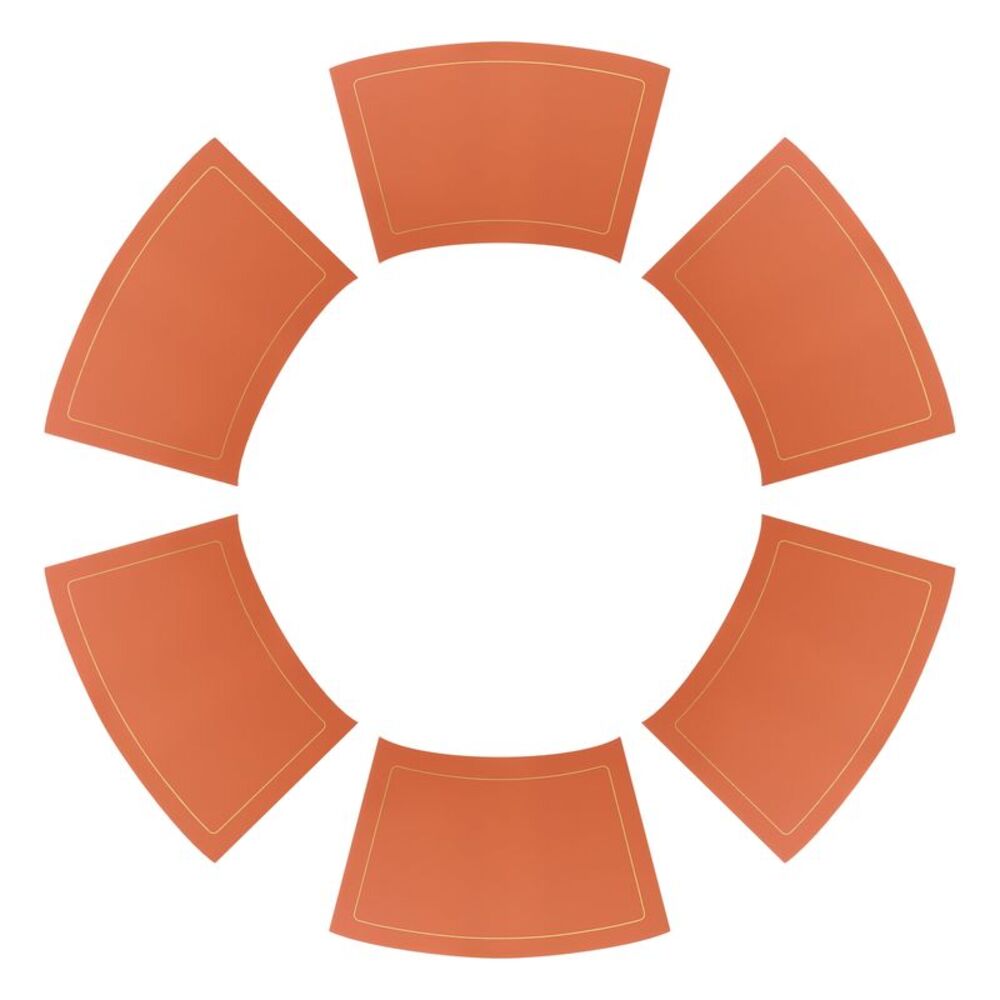 6 Set Wedge Faux Leather Heat Resistant Round Table Mats 20x12 inch Orange